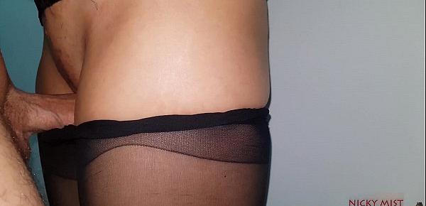 trendsSexy stepsister black pantyhose cum in and wear that